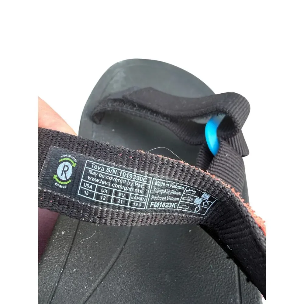Boys Teva Sandals - Black/Green/Blue/Orange - Size 13 (youth)